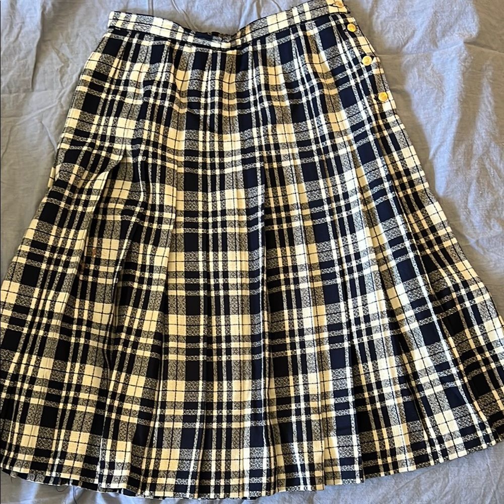 Vintage Pendleton Wool Plaid Black White Women's Skirt Size  12